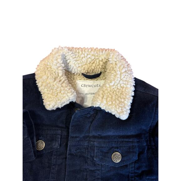 J. CREW CREWCUTS Navy Corduroy Fleece Lined Sherpa Jacket Coat Size 2 - Picture 3 of 6